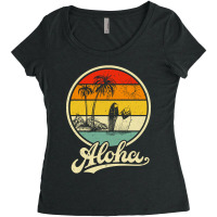 Aloha Hawaii Hawaiian For Boys Girls Palm Tree Surf Women's Triblend Scoop T-shirt | Artistshot