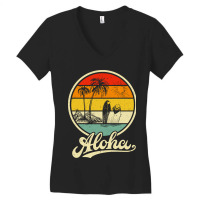 Aloha Hawaii Hawaiian For Boys Girls Palm Tree Surf Women's V-neck T-shirt | Artistshot