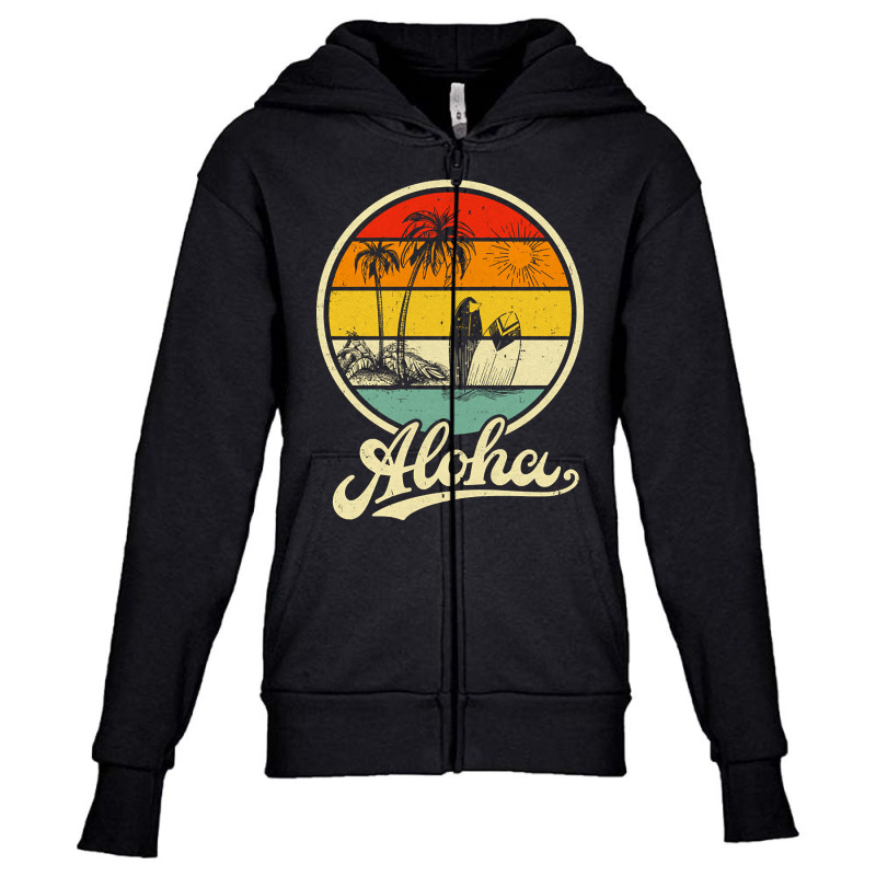 Aloha Hawaii Hawaiian For Boys Girls Palm Tree Surf Youth Zipper Hoodie by kayakbetween30 | Artistshot