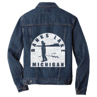 Banks Lake Ice Fishing Michigan Men Denim Jacket | Artistshot