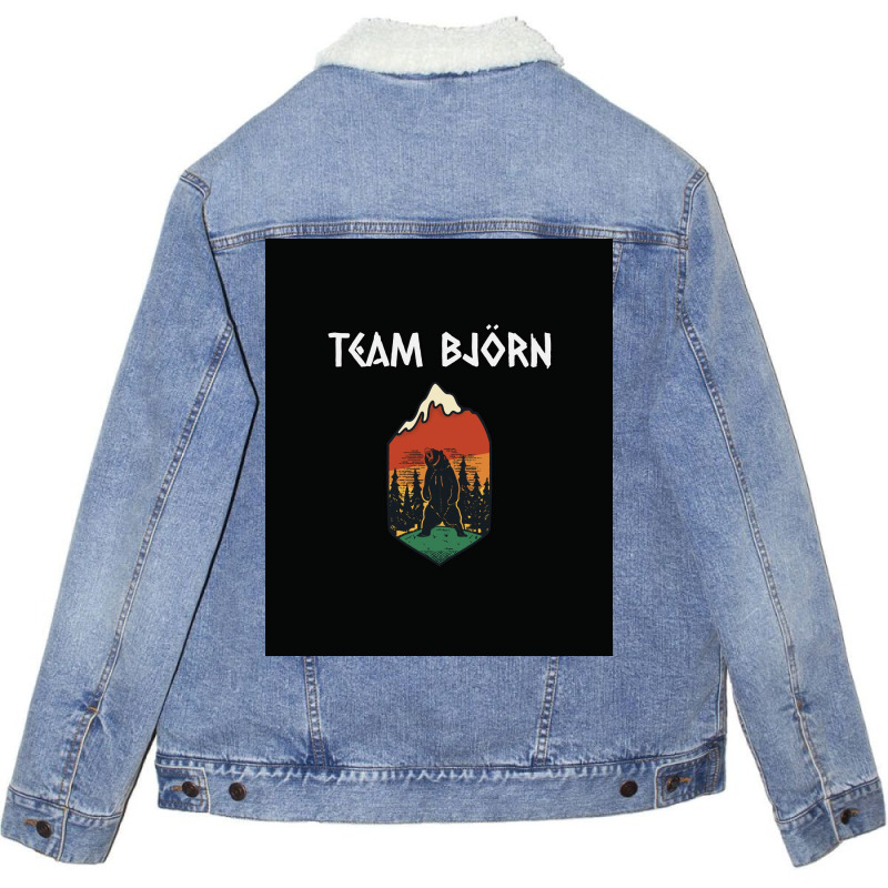 Viking Bear Team Bjrn Ironside  Blue 70s Unisex Sherpa-lined Denim Jacket | Artistshot