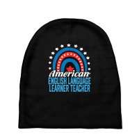 American English Language Learner Teacher Rainbow 4th July Baby Beanies | Artistshot