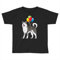 Funny T  Shirt Alaskan Malamute Dog With Ballons Funny Gift T  Shirt Toddler T-shirt | Artistshot