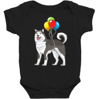 Funny T  Shirt Alaskan Malamute Dog With Ballons Funny Gift T  Shirt Baby Bodysuit | Artistshot