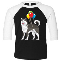 Funny T  Shirt Alaskan Malamute Dog With Ballons Funny Gift T  Shirt Toddler 3/4 Sleeve Tee | Artistshot