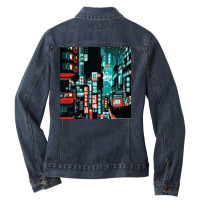 City Night Ladies Denim Jacket | Artistshot