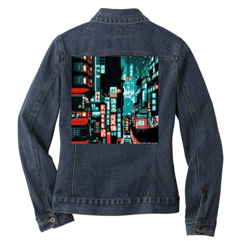 City Night Ladies Denim Jacket by TheDol | Artistshot