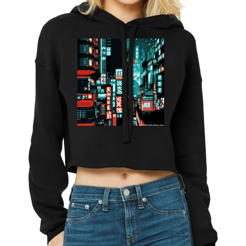 City Night Cropped Hoodie by TheDol | Artistshot