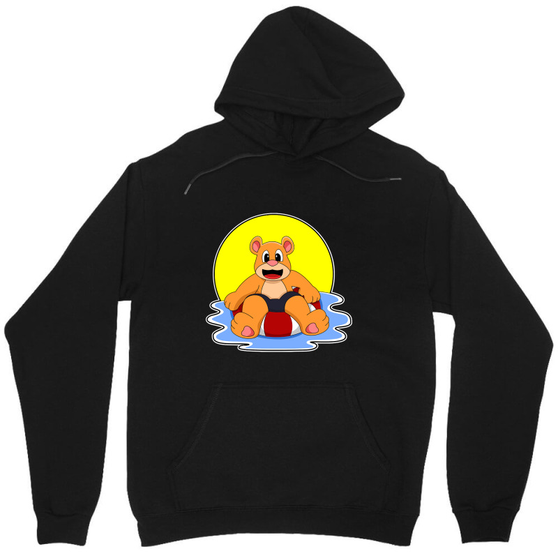 Bear At Swimming With Swim Ring Unisex Hoodie | Artistshot