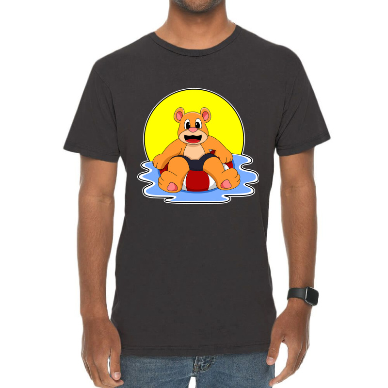 Bear At Swimming With Swim Ring Vintage T-shirt | Artistshot