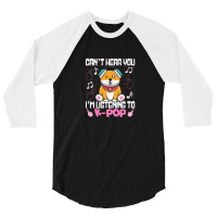 Kpop Kawaii Shiba Inu Can't Hear You I'm Listening To Kpop Gift 3/4 Sleeve Shirt | Artistshot