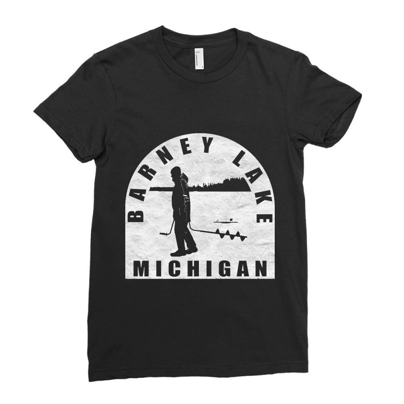 Barney Lake Ice Fishing Michigan Ladies Fitted T-Shirt by fencingderby989 | Artistshot