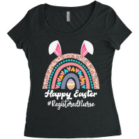 Registered Nurse Easter T  Shirt Happy Easter Rainbow Bunny Funny Regi Women's Triblend Scoop T-shirt | Artistshot