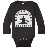 Barnum Lake Canoeing Michigan Long Sleeve Baby Bodysuit | Artistshot