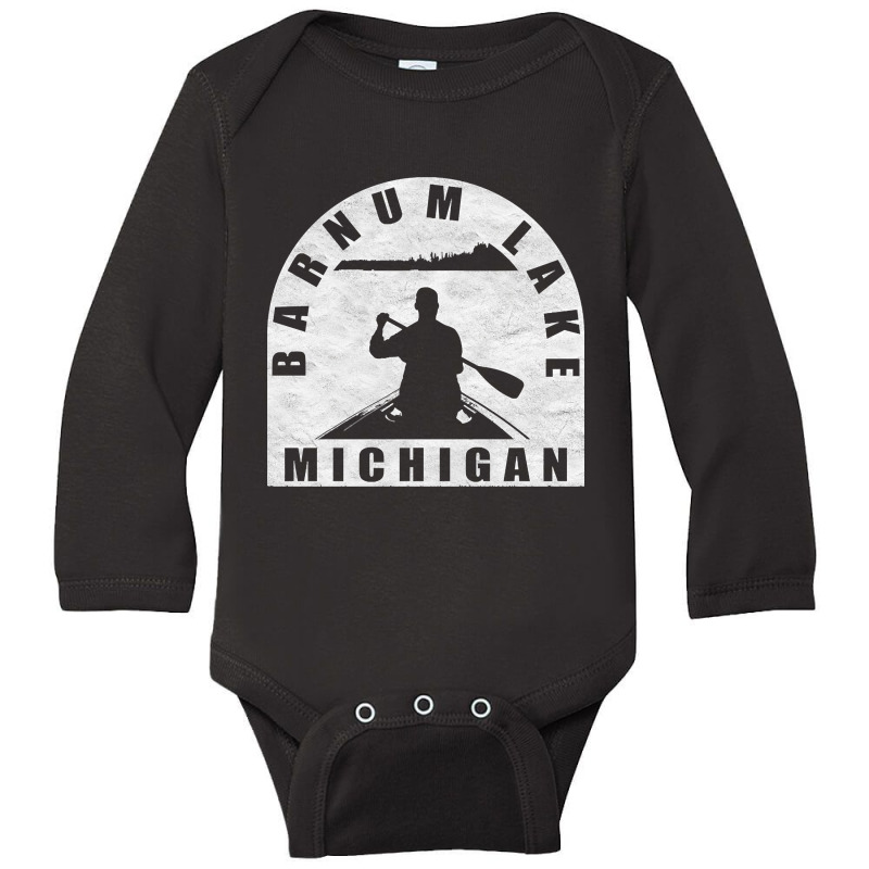 Barnum Lake Canoeing Michigan Long Sleeve Baby Bodysuit | Artistshot