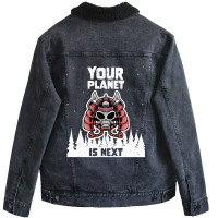 Alien Galaxy Science Space Lover Your Planet Is Next-yfgyr Unisex Sherpa-lined Denim Jacket | Artistshot