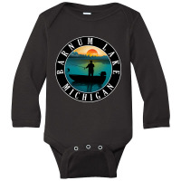 Barnum Lake Fishing Michigan Sunset Long Sleeve Baby Bodysuit | Artistshot