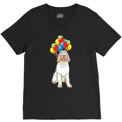 Gift Idea T  Shirt Funny Spinone Italiano Dog With Balloons T  Shirt V-neck Tee Designed By Zschaefer144