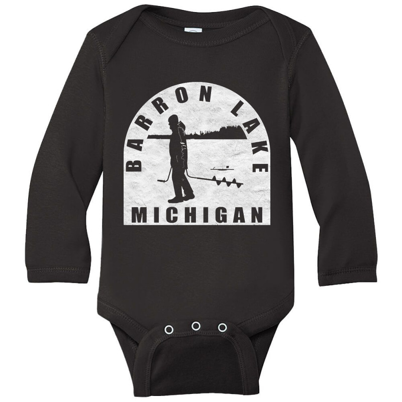 Barron Lake Ice Fishing Michigan Long Sleeve Baby Bodysuit | Artistshot