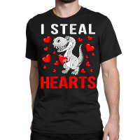 Boys Valentines Day Kids Dinosaur T Rex Lover I Steal Hearts T Shirt Classic T-shirt | Artistshot