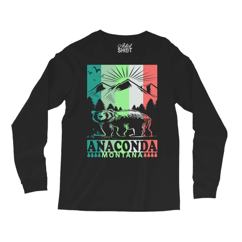 Anaconda Montana Retro Mountain Bear Long Sleeve Shirts by kayakbetween30 | Artistshot