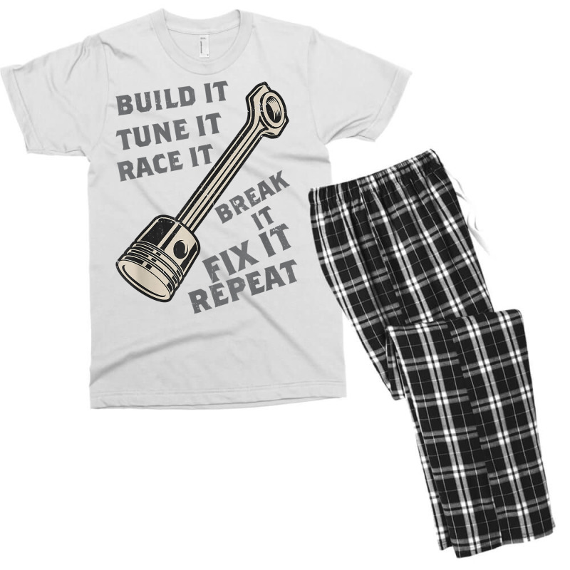 Build It Tune It Race It Turbo Wheel Auto Engine Garage T Shirt Men's T-shirt Pajama Set | Artistshot