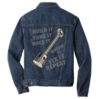 Build It Tune It Race It Turbo Wheel Auto Engine Garage T Shirt Men Denim Jacket | Artistshot