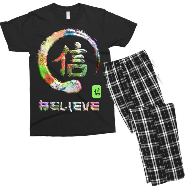 Believe Japanese Kanji Word Symbol Enso Circle 10 Men's T-shirt Pajama Set | Artistshot