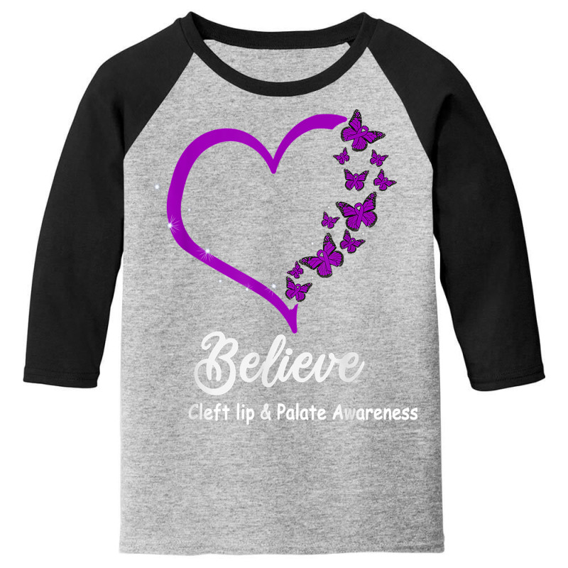 Believe Cleft Lip & Palate Awareness Butterflies Vintage T Shirt Youth 3/4 Sleeve by barrydygertkkx | Artistshot