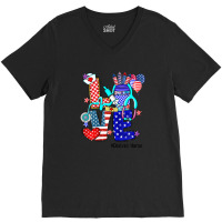 Love Dialysis Nurse Stethoscope Fireworks Usa Flag 4th Of V-neck Tee | Artistshot