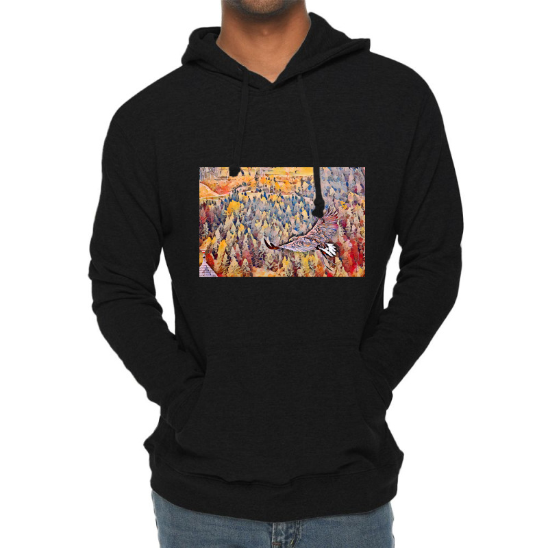 Eagle Flying Over Forest Colorful Painting-gm3s0 Lightweight Hoodie by yeahdashing61 | Artistshot