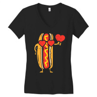 Limited Edition Heart Hot Dog Cute Sausage Bun Valentines Day Food Lov Women's V-neck T-shirt | Artistshot