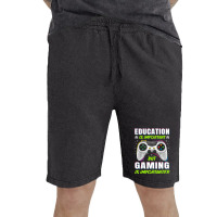 Limited Edition Education Is Important But Gaming Video Game Gamer Boy Vintage Short | Artistshot