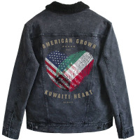 Hot Trend American Grown Kuwaiti Heart Love Kuwait Flag Unisex Sherpa-lined Denim Jacket | Artistshot