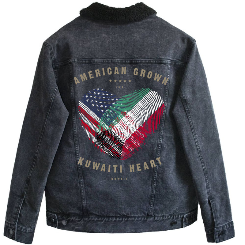 Hot Trend American Grown Kuwaiti Heart Love Kuwait Flag Unisex Sherpa-Lined Denim Jacket by Bostic Walling | Artistshot