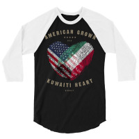 Hot Trend American Grown Kuwaiti Heart Love Kuwait Flag 3/4 Sleeve Shirt | Artistshot