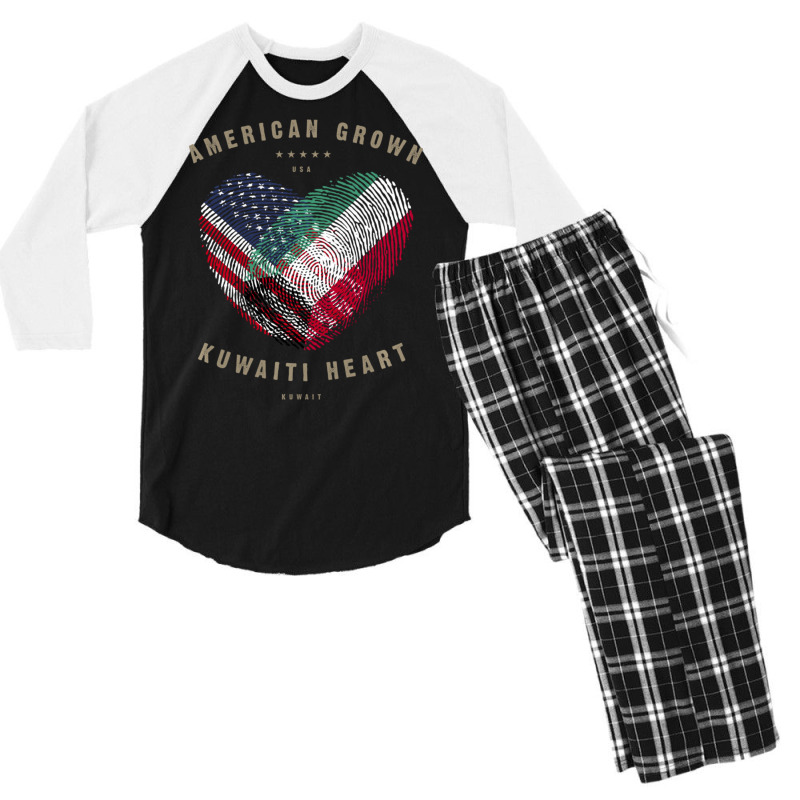 Hot Trend American Grown Kuwaiti Heart Love Kuwait Flag Men's 3/4 Sleeve Pajama Set by Bostic Walling | Artistshot