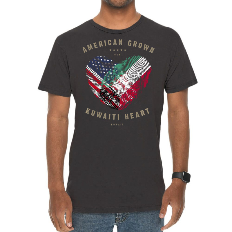 Hot Trend American Grown Kuwaiti Heart Love Kuwait Flag Vintage T-Shirt by Bostic Walling | Artistshot