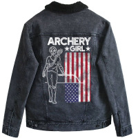 Archery Girl Usa Patriotic Unisex Sherpa-lined Denim Jacket | Artistshot