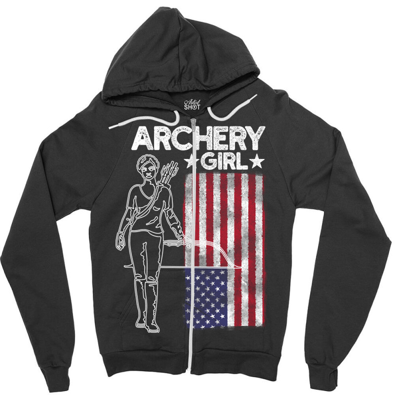 Archery Girl Usa Patriotic Zipper Hoodie | Artistshot