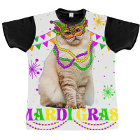 Cute Mardi Gras Cat Siberian Mask Beads Festival T Shirt Graphic T-shirt | Artistshot