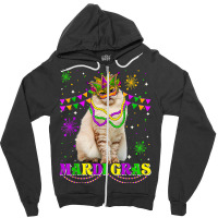 Cute Mardi Gras Cat Siberian Mask Beads Festival T Shirt Zipper Hoodie | Artistshot