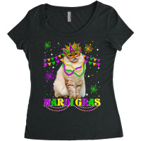 Cute Mardi Gras Cat Siberian Mask Beads Festival T Shirt Women's Triblend Scoop T-shirt | Artistshot