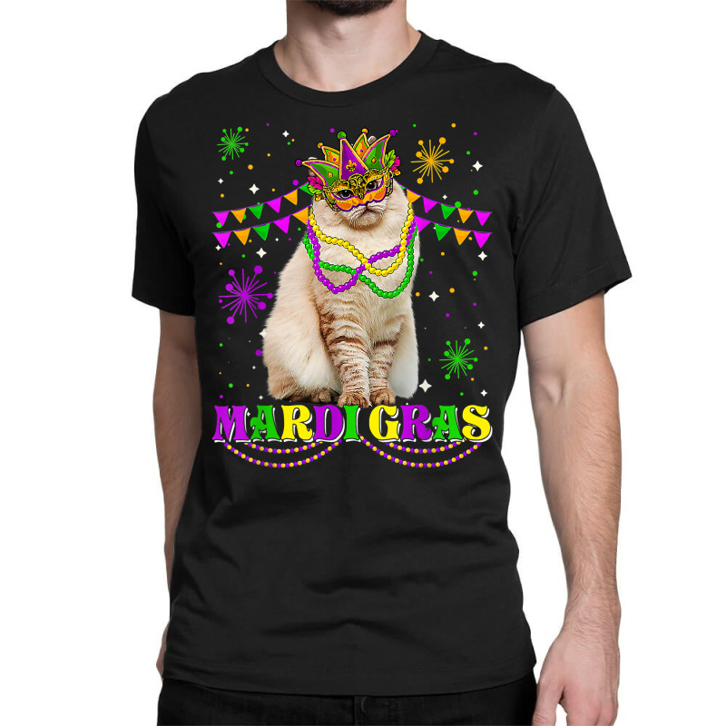 Cute Mardi Gras Cat Siberian Mask Beads Festival T Shirt Classic T-shirt by darrene68stu | Artistshot