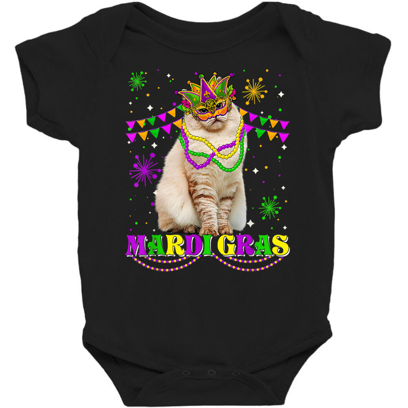 Cute Mardi Gras Cat Siberian Mask Beads Festival T Shirt Baby Bodysuit by darrene68stu | Artistshot