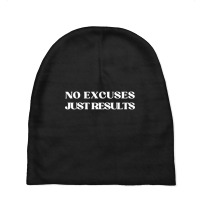 No Excuses Just Results Workout Gymlife Motivation Text Baby Beanies | Artistshot