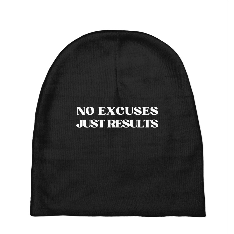 No Excuses Just Results Workout Gymlife Motivation Text Baby Beanies | Artistshot