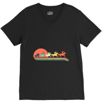 Archery Horse 'riding Retro Vintage Sunset Rainbow Color V-neck Tee | Artistshot