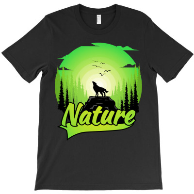 Wolf Pine Nature Green Gradient T-shirt Designed By Kuo
