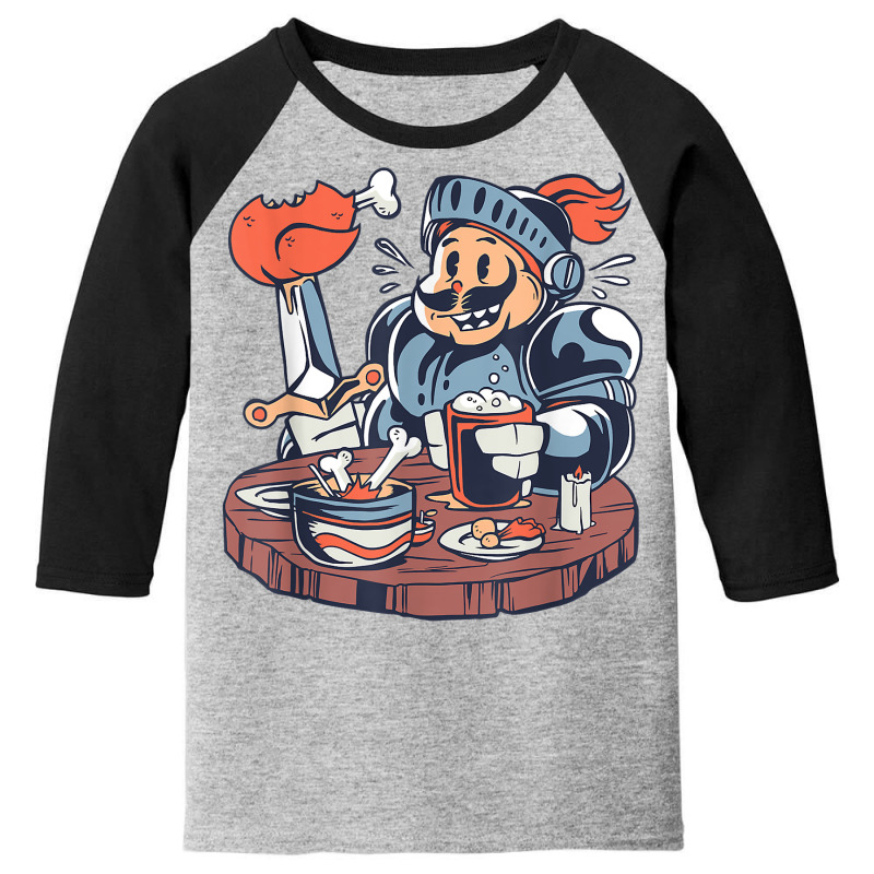 Funny Hungry Knight   Medieval Crusader Renaissance Fair T Shirt Youth 3/4 Sleeve | Artistshot